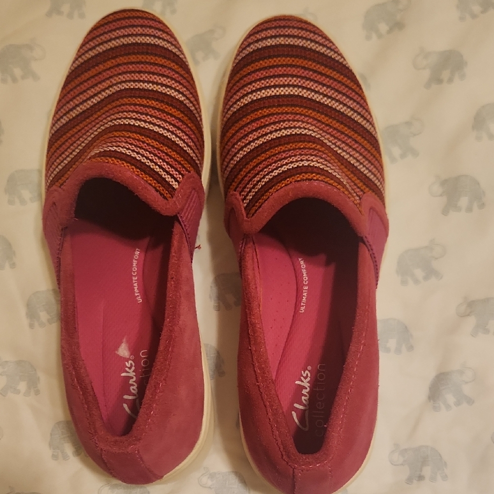Clarks Women's Red Slip-On Shoes